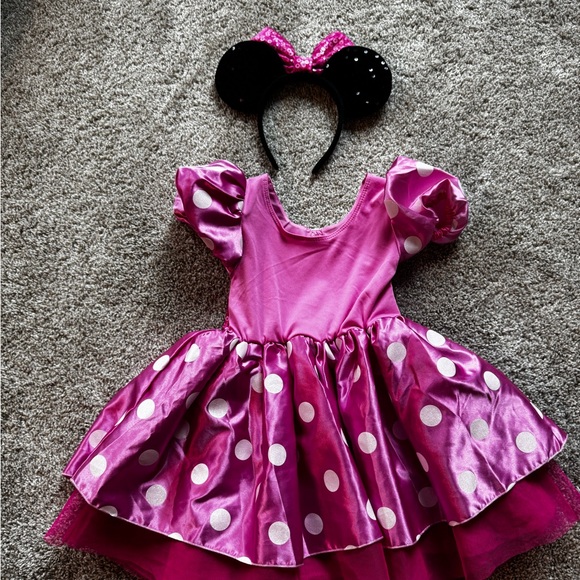 Toddler Minnie Mouse Costume Dress w/ Ears Disney Pink Polka Dot Costume Size 3T - Picture 8 of 9